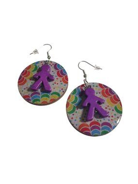 Rainbow Polka Dot Dangle Earring Teacher Pride Colorful Handmade By Donovan Gift